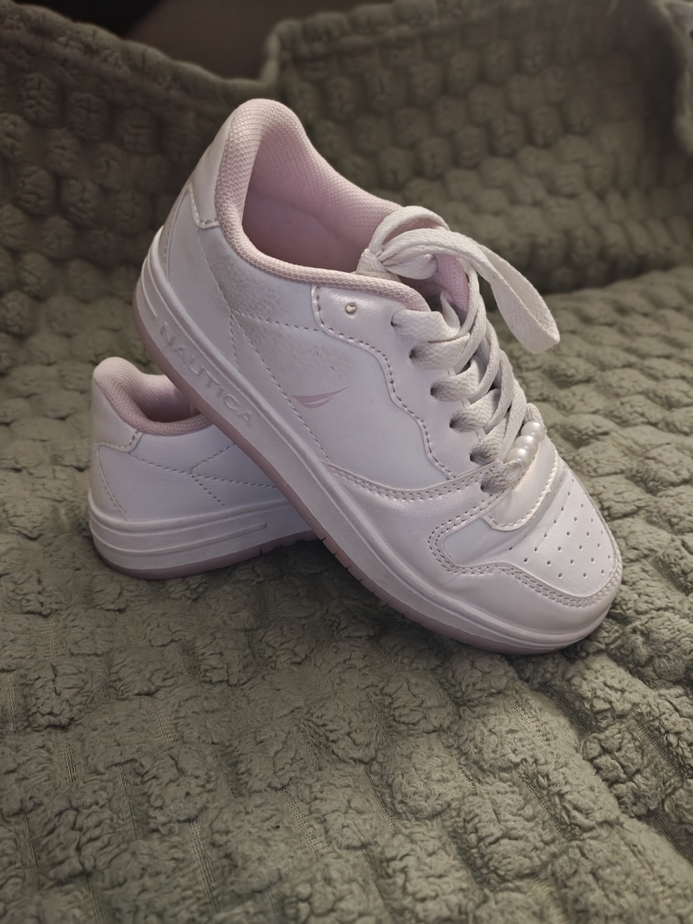 Nautica Pink & White Leather Sneakers